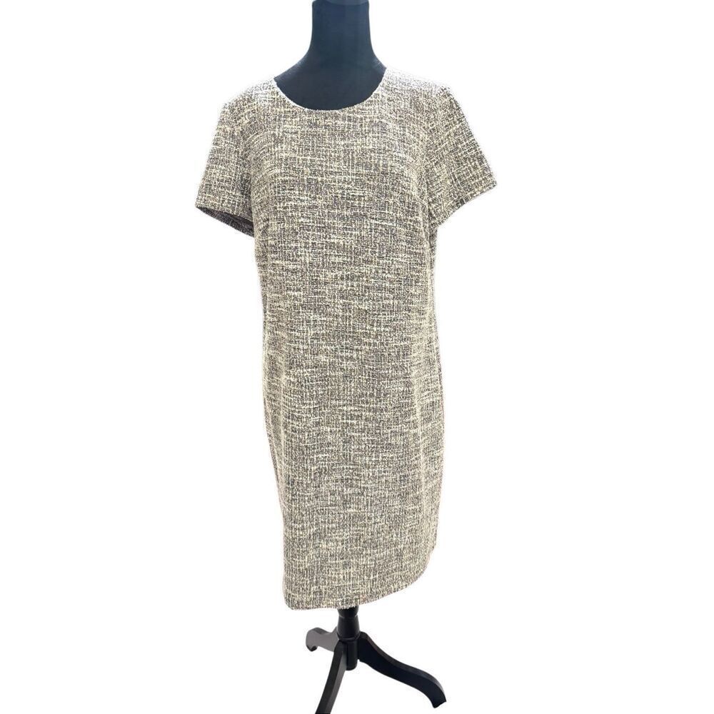 Calvin Klein Size 16 Tweed Sheath Dress Short Sleeve Career knee length